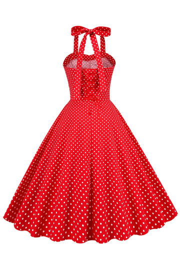 Czerwona Sukienka Pin Up Lata 50 W Groszki